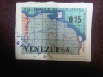 Stamps Venezuela -  Reclamación de su Guayana(Mapa de J.MRestrepo 1827)