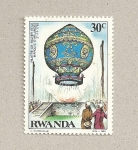 Stamps Africa - Rwanda -  Ascensión en globo en 1783