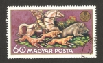 Stamps Hungary -  exposición mundial de caza en budapest, caza del jabalí