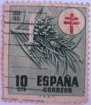 Stamps : Europe : Spain :  pro tuberculosis.cruz de lorena en rojo.