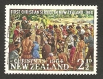 Stamps New Zealand -  navidad, bahía de Rangihoua