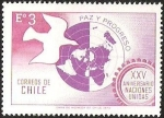 Stamps Chile -  25º ANIVERSARIO NACIONES UNIDAS - PALOMA Y MUNDO