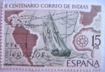 Sellos de Europa - Espa�a -  correo de indias.ESPAMER'77-II centenario de la real ordenanza reguladora del correo maritimo.