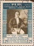 Stamps America - Peru -  Centenario del Primer Sello Postal Peruano. 1857 - 1957