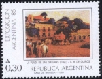 Stamps Argentina -  Pintura - La plaza de las galerias (frag)