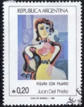 Stamps Argentina -  Pintura - Figura con pajaro
