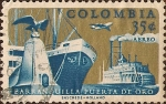 Stamps : America : Colombia :  Barcos en el Puerto de Barranquilla.
