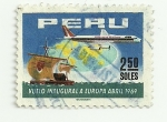 Stamps : America : Peru :  Primer vuelo de APSA a Europa