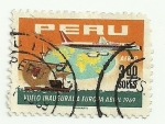 Stamps Peru -  Primer vuelo de APSA a Europa