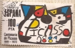 Stamps : Europe : Spain :  centenario de picasso