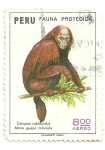 Stamps Peru -  Fauna protegida: Mono guapo colorado