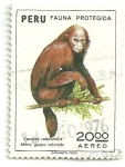 Stamps Peru -  Fauna protegida: Mono guapo colorado