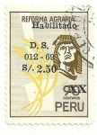 Stamps : America : Peru :  Reforma agraria -  Habilitados