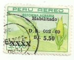 Stamps Peru -  Reforma agraria - Habilitados