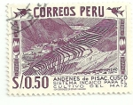 Stamps Peru -  Andenes de Pisac Cusco - Sistema incaico para el cultivo del maíz