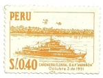 Stamps : America : Peru :  Cañonera fluvial B.A.P. Marañon