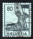 Stamps Switzerland -  Hombre con bandera