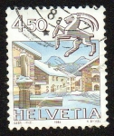 Stamps Switzerland -  Signo del zodiaco y paisaje