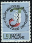 Stamps : Europe : Italy :  "I" en la bandera