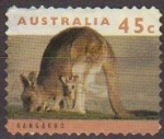 Sellos del Mundo : Oceania : Australia : AUSTRALIA 1993 Scott 1275 Sello Animales Canguro con cria Kangaroo with joey Usado Michel 1403 