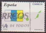 Stamps Spain -  ESPAÑA 2010 4529 Sello Banderas y Mapas Autonomias Islas Canarias usado Espana Spain Espagne Spagna 