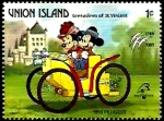 Sellos de America - San Vicente y las Granadinas -  UNION ISLAND (St.Vincent) 1989 Scott 241 Sello ** Walt Disney Coches Antiguos Mickey Minnie Peugeot