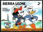 Sellos del Mundo : Africa : Sierra_Leone : SIERRA LEONE 1984 Scott 658 Sello ** Walt Disney 50 Aniversario de Donald con Mickey en Boat Builder