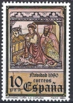 Stamps Spain -  2593 Navidad. Mural gótico de la Iglesia de Sta. Maria de Cuiña, Onza de los Rios, La Coruña.