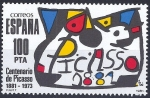 Stamps Spain -  2609 Homenaje a Picasso, pintado por Joán Miró.