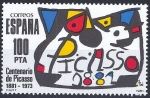 Sellos de Europa - Espaa -  2609 Homenaje a Picasso, pintado por Joán Miró.