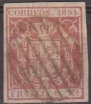 Sellos de Europa - Espa�a -  ESPAÑA 1854 24 Sello Escudo de España 6c sin dentar usado Espana Spain Espagne Spagna 