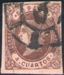 Stamps Europe - Spain -  ESPAÑA 1862 58 Sello Isabel II Tipo I 4cu usado Espana Spain Espagne Spagna 