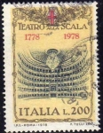 Stamps Italy -  Italia 1978 Scott 1313 Sello La Scala de Milan Palacio de la Opera Auditorio usado timbre, francobol