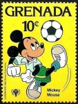 Stamps America - Grenada -  Grenada 1979 Scott 956 Sello ** Walt Disney Deportes Mickey Mouse Futbol 10c 