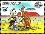 Stamps Grenada -  Granada 1988 Scott 1640 Sello ** Walt Disney SYDPEX Australia Mickey y Pluto con Canguros 3c Grenada