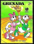 Stamps Grenada -  Granada 1988 Scott 1583 Sello ** Walt Disney Juegos Olimpicos de Seul Donald y Daisy portando la Ant