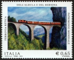 Stamps : Europe : Italy :  ITALIA -  Ferrocarril rético en el paisaje de los ríos Albula y Bernina