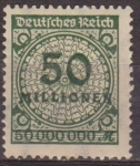 Stamps Germany -  Deutsches Reich 1923 Scott 289 Sello * Numeros Cifras 50 Millones Alemania Allemagne Duitsland Germa