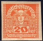 Sellos del Mundo : Europa : Austria : Austria 1920 Scott P39 Sello Nuevo Mercurio Sin dentar Osterreich Autriche 
