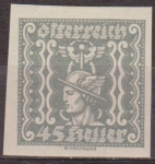 Sellos de Europa - Austria -  Austria 1921 Scott P48 Sello * Mercurio Sin dentar 45h Osterreich Autriche 