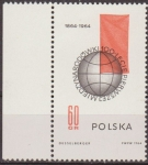 Sellos de Europa - Polonia -  Polonia 1964 Scott 1269 Sello Nuevo Globo Teraqueo y Bandera Roja Polska Poland Polen Pologne 
