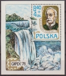 Stamps Poland -  Polonia 1978 Scott B135 Sello Nuevo HB Kazimierz Gzowski y Catarata del Niagara CAPEX Expo Filatelia
