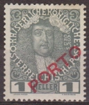 Stamps Austria -  AUSTRIA 1911 Scott J47 Sello *  Emperador Karl VI Sobrecargado PORTO 1h c/charnela Osterreich Autric