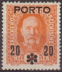 Stamps Europe - Austria -  AUSTRIA 1917 Scott J62 Sello * Emperador Franz Josef Sobrecargado PORTO 20h 54h Osterreich Autriche 