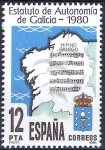 Stamps Europe - Spain -  2611 Estatuto de Autonomía de Galicia.Escudo, mapa e himno gallego.
