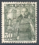 Stamps Spain -  ESPAÑA 1948-54_1025 General Franco y castillo de la Mota.