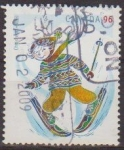 Stamps : America : Canada :  CANADA 2009 Scott Sello Navidad Christmas Dibujo Niño Esquiando en la Nieve usado 