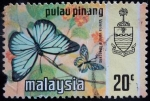 Stamps : Asia : Malaysia :  Estado de Pulau-Pinang / Mariposa Monarca