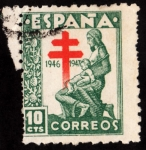 Stamps : Europe : Spain :  PRO TUBERCULOSOS - CRUZ DE LORENA EN ROJO