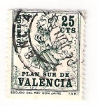 Stamps Spain -  escudo del rey don  jaime , plan sur de valencia